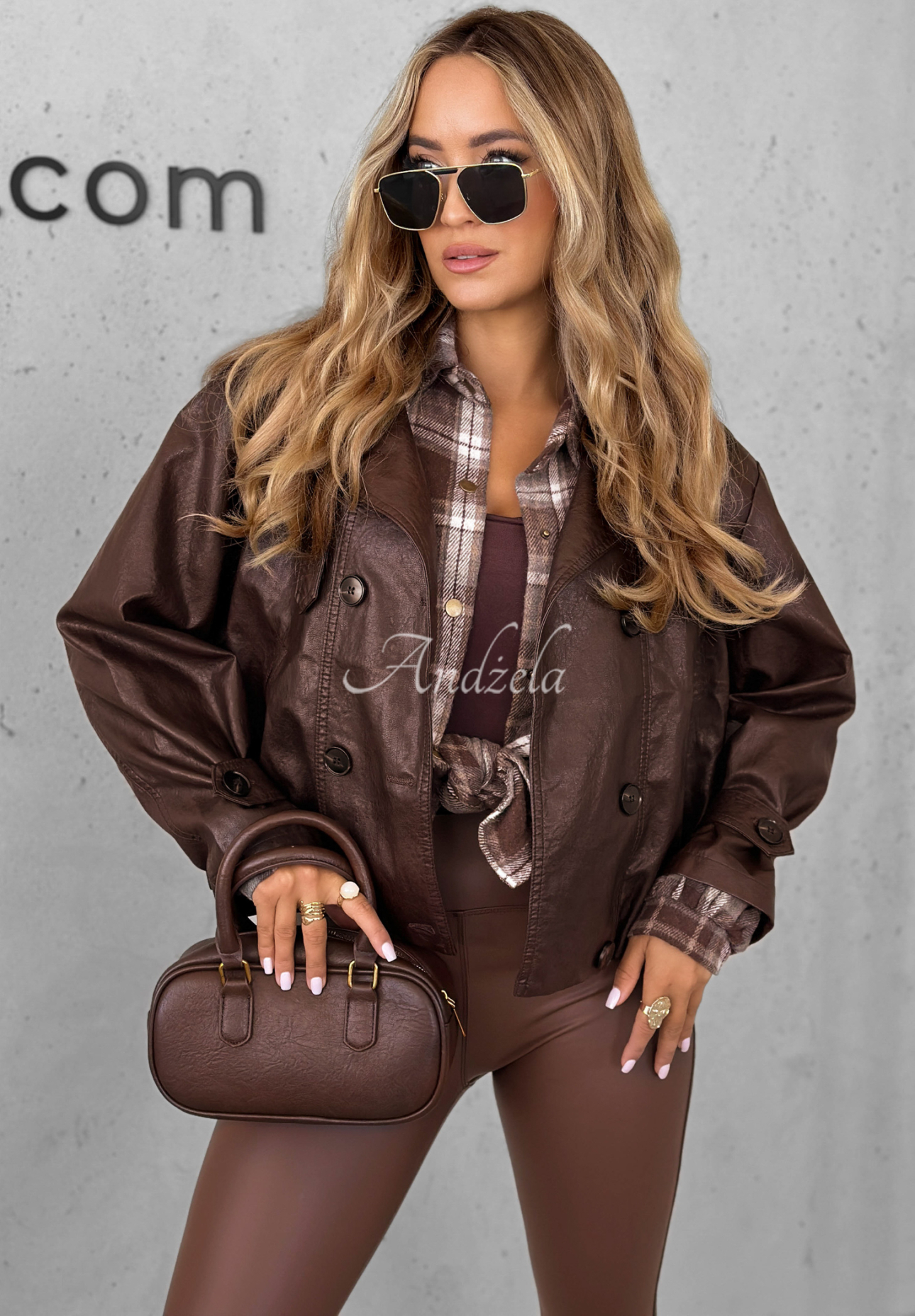 Don't React chocolate leather button-down jacket