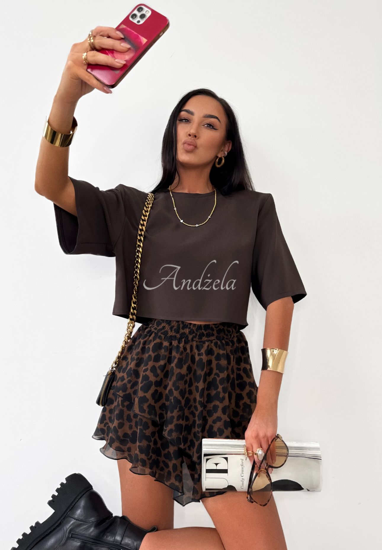 Viscose skirt-shorts in leopard print La Milla Wasn't Invited chocolate