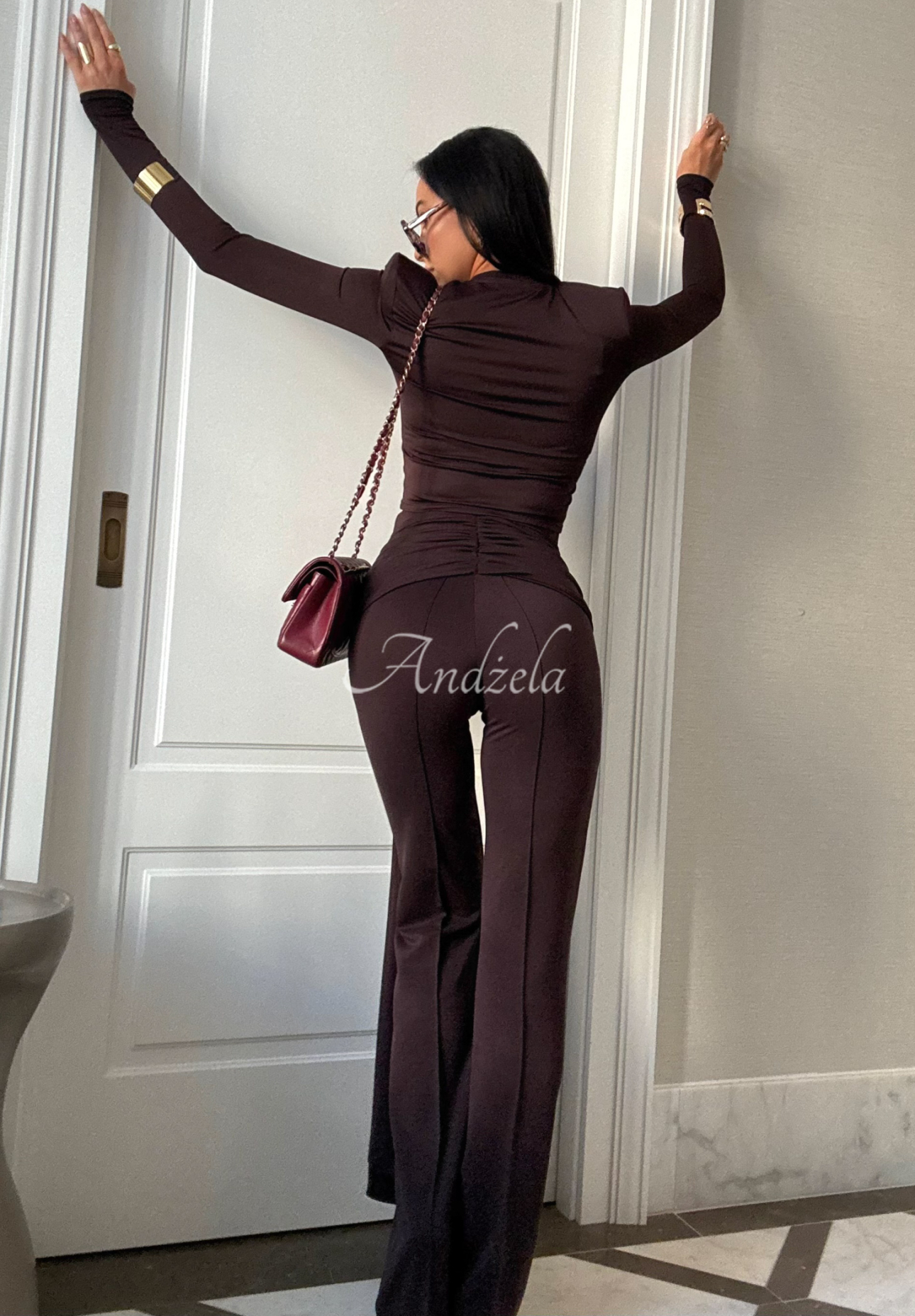 Viscose set blouse and bell bottoms La Milla Kinda Famous chocolate