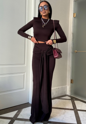 Viscose set blouse and bell bottoms La Milla Kinda Famous chocolate