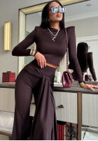 Komplet bluzka i spodnie La Milla Kinda Famous czekoladowy