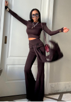 Komplet bluzka i spodnie La Milla Kinda Famous czekoladowy