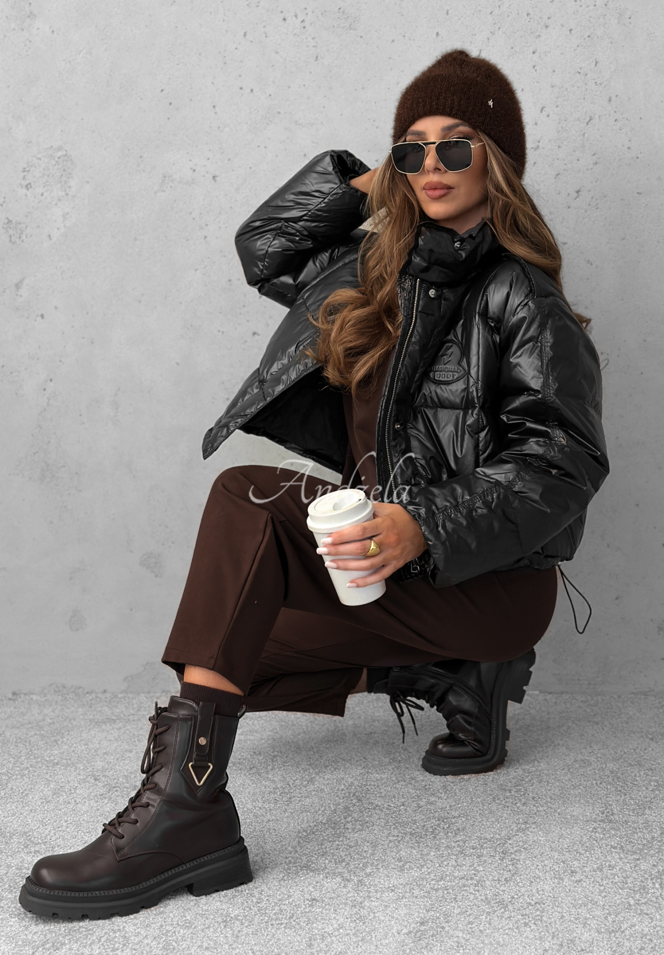 Golden Leaves down jacket black