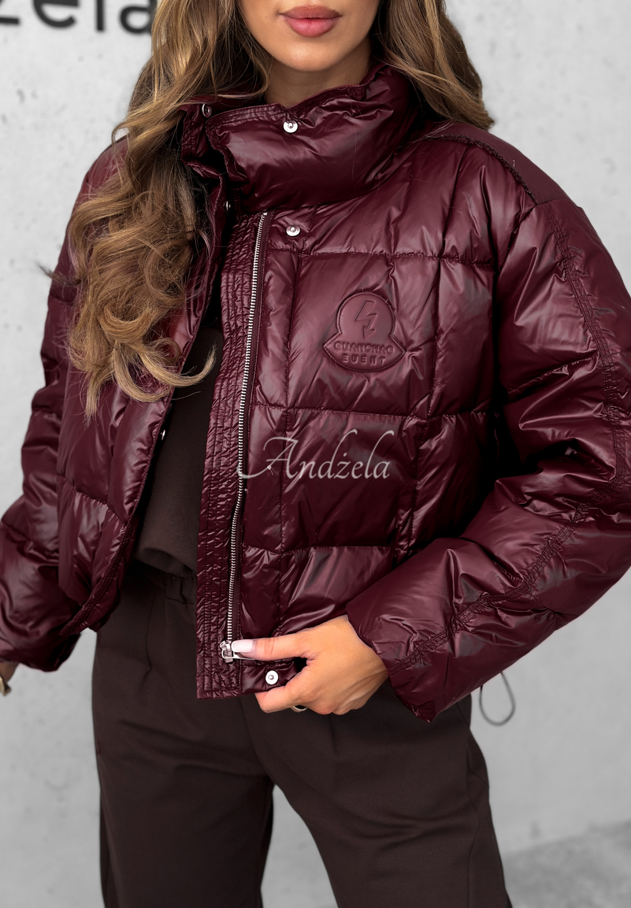 Golden Leaves burgundy down jacket