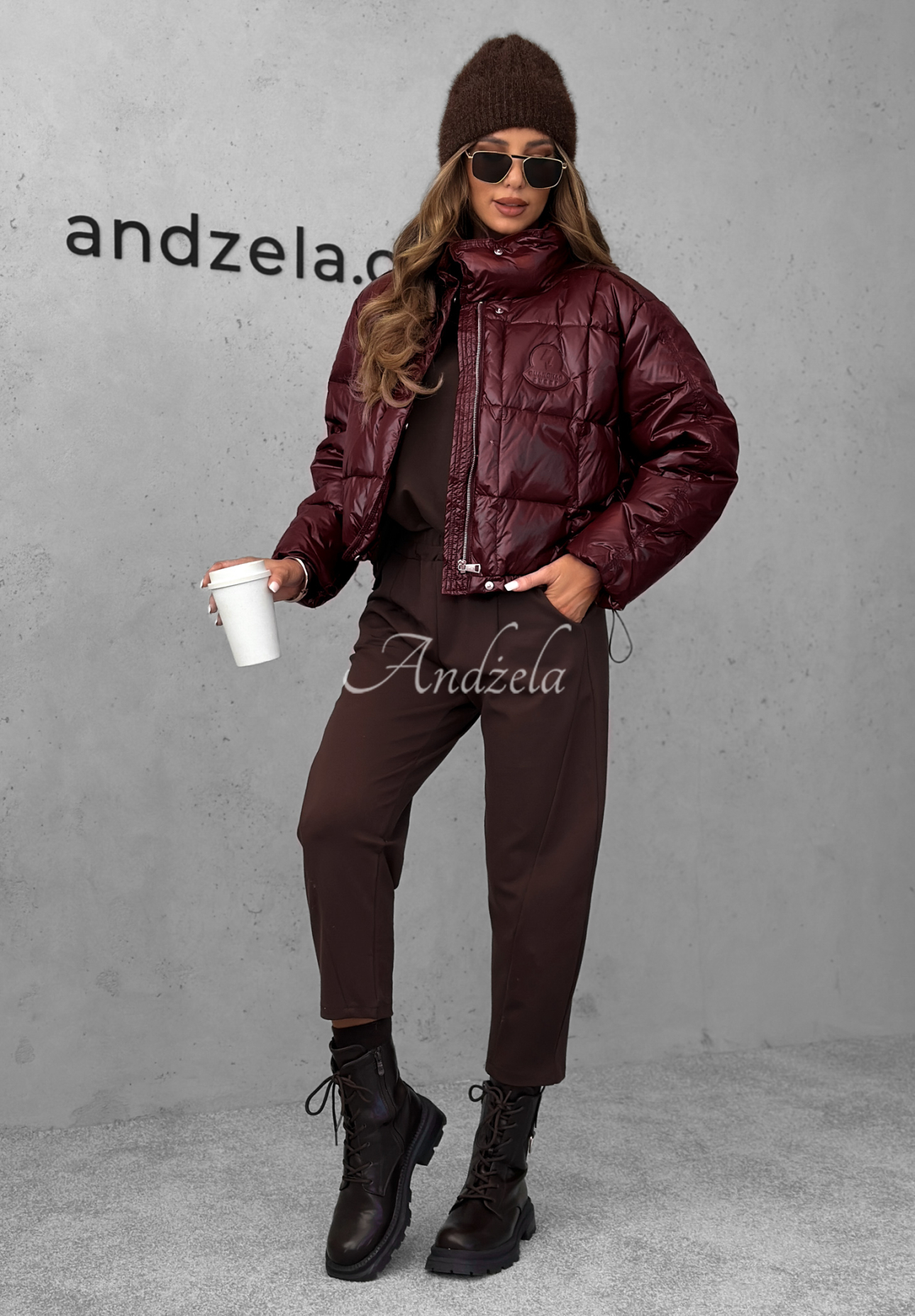 Golden Leaves burgundy down jacket