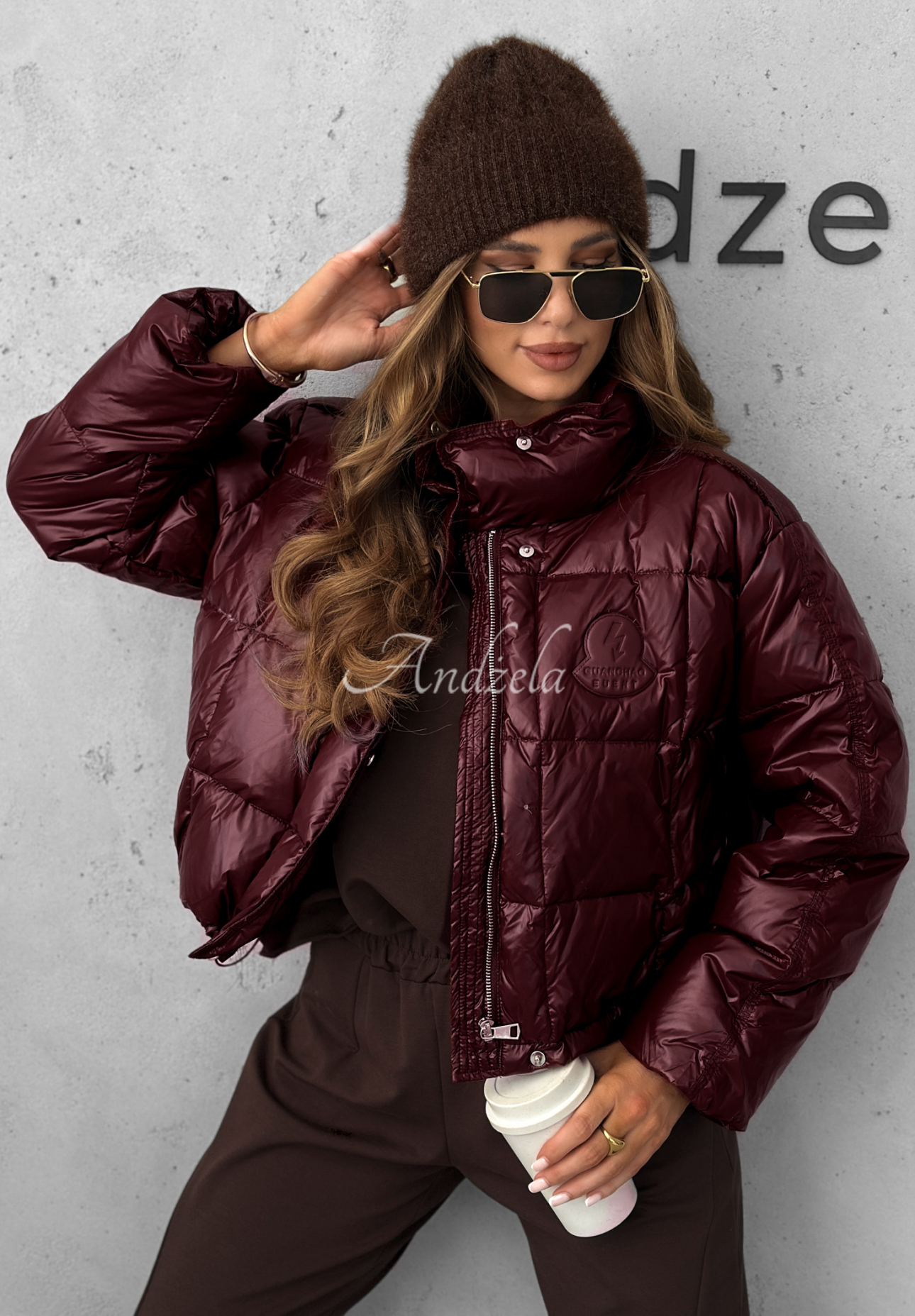 Golden Leaves burgundy down jacket