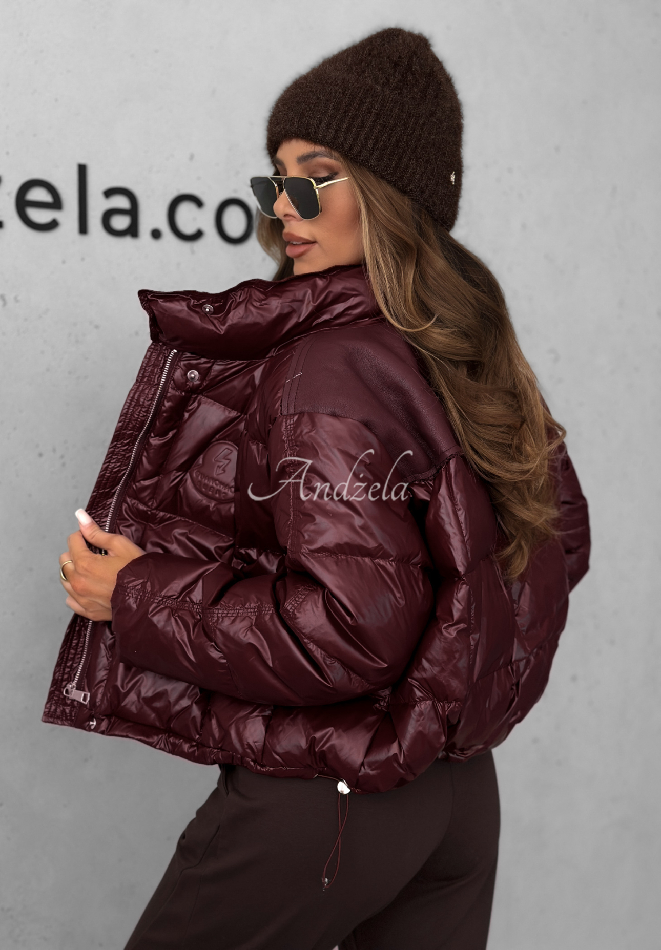 Golden Leaves burgundy down jacket