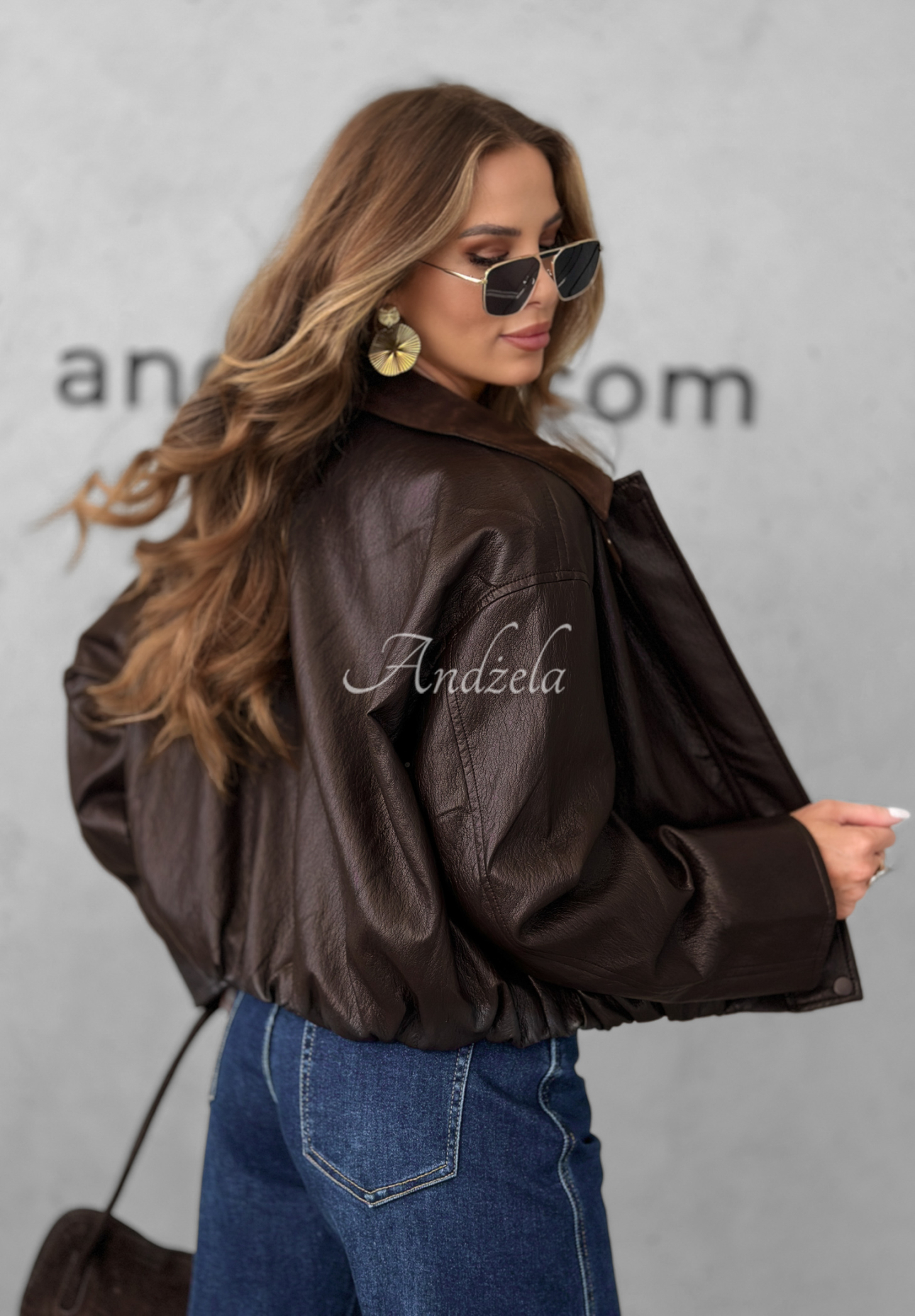 Bye For Now chocolate leather bomber jacket