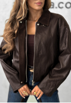 Skórzana kurtka Bye For Now czekoladowa