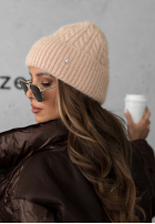 Pleciona czapka Frosted Heart beżowa