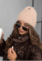 Pleciona czapka Frosted Heart beżowa