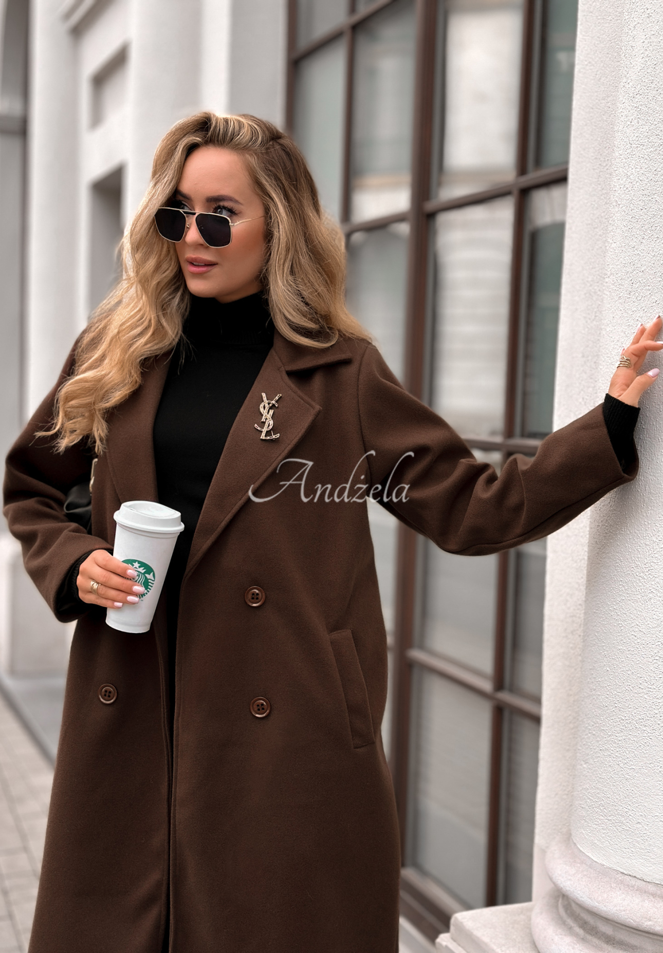 Almost Mine chocolate double-breasted coat