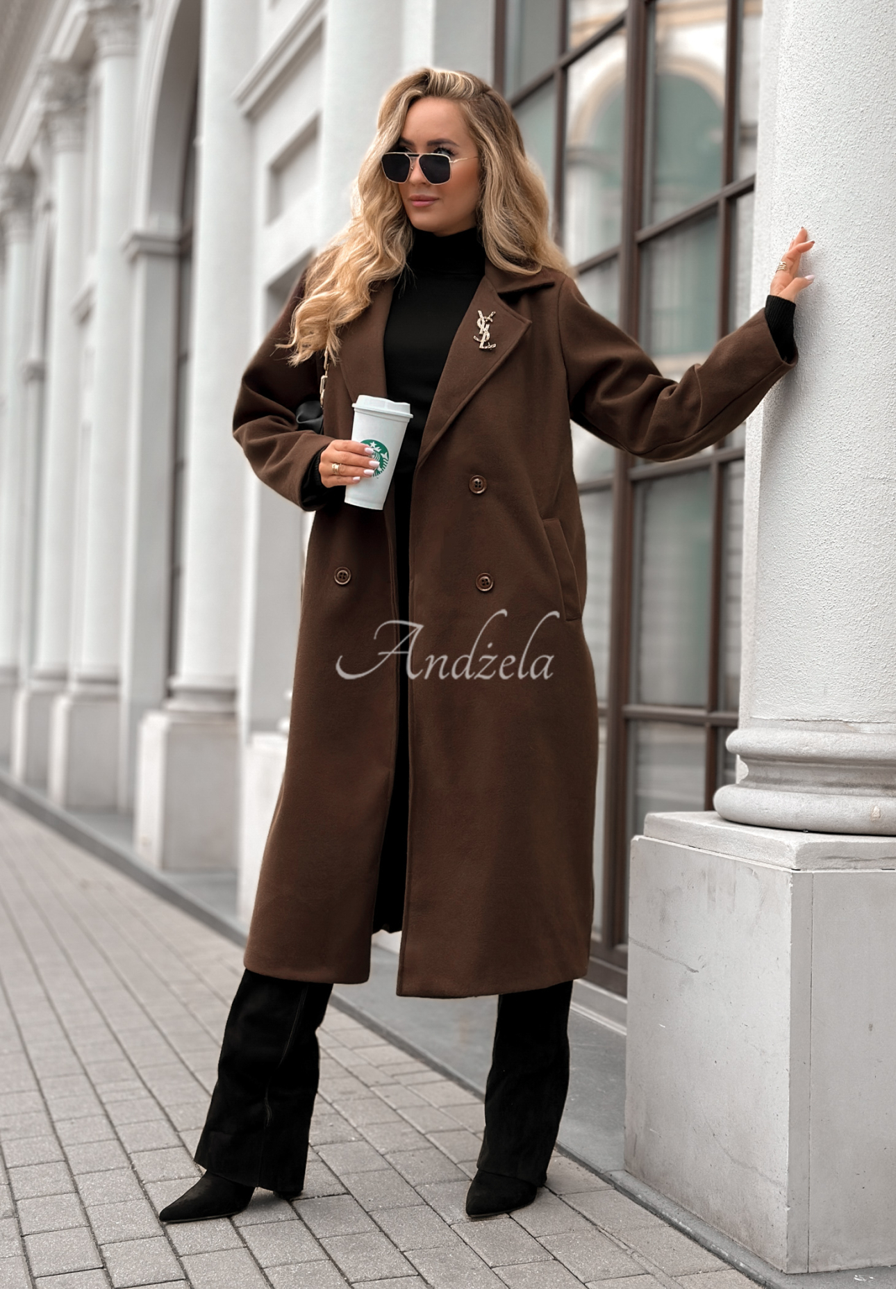 Płaszcz dwurzędowy Almost Mine czekoladowy