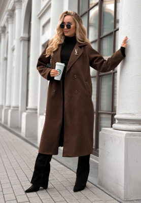 Almost Mine chocolate double-breasted coat