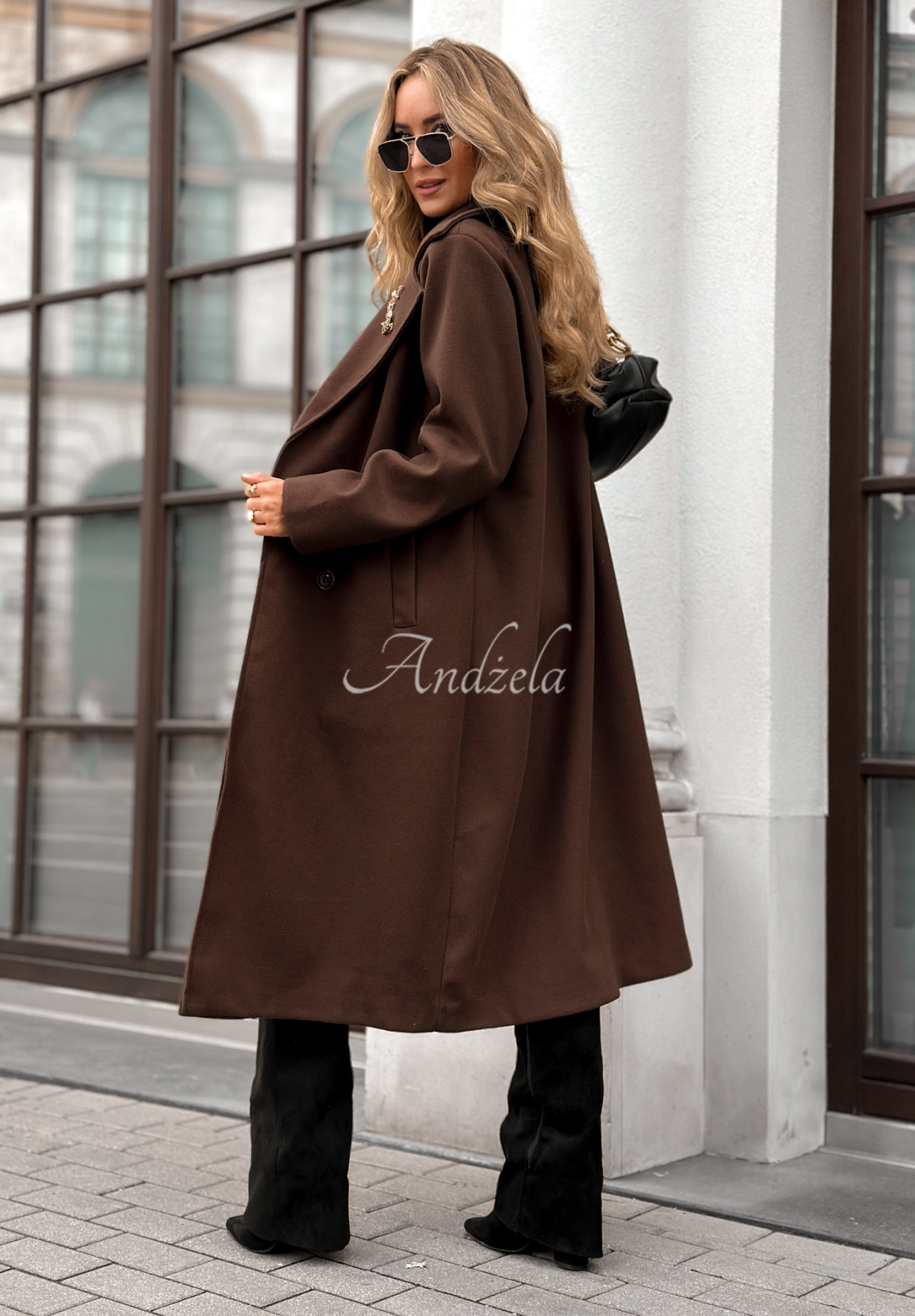 Almost Mine chocolate double-breasted coat