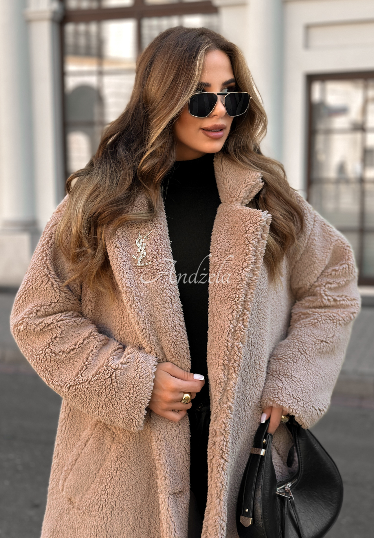 Long sheepskin coat We Had Plans beige