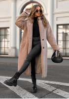 Długi płaszcz kożuszek We Had Plans beżowy