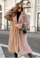 Długi płaszcz kożuszek We Had Plans beżowy