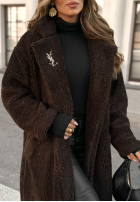 Długi płaszcz kożuszek We Had Plans czekoladowy