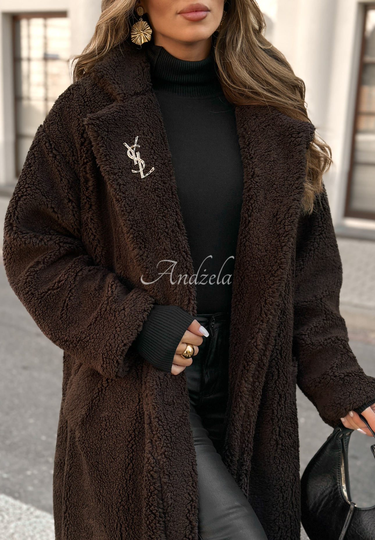 Long sheepskin coat We Had Plans chocolate.