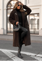 Długi płaszcz kożuszek We Had Plans czekoladowy