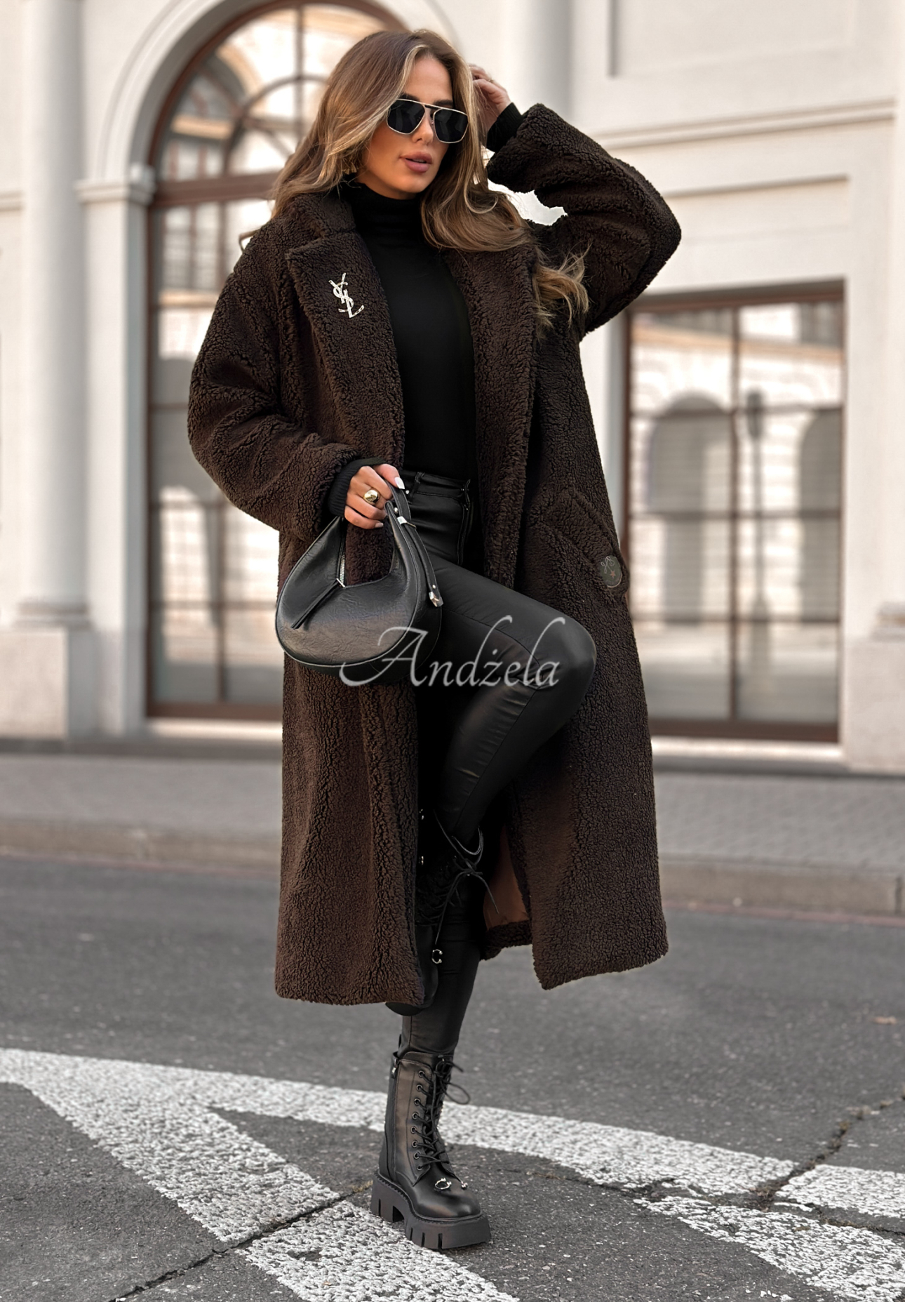 Long sheepskin coat We Had Plans chocolate.