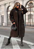 Długi płaszcz kożuszek We Had Plans czekoladowy