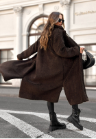 Długi płaszcz kożuszek We Had Plans czekoladowy