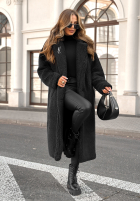 Długi płaszcz kożuszek We Had Plans czarny