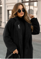 Długi płaszcz kożuszek We Had Plans czarny