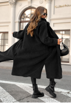 Długi płaszcz kożuszek We Had Plans czarny