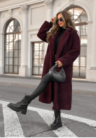 Długi płaszcz kożuszek We Had Plans burgundowy