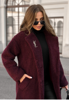 Długi płaszcz kożuszek We Had Plans burgundowy