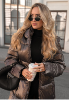 Długa pikowana kurtka Infinity czekoladowa