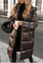 Długa pikowana kurtka Infinity czekoladowa