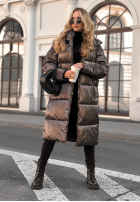 Długa pikowana kurtka Infinity czekoladowa