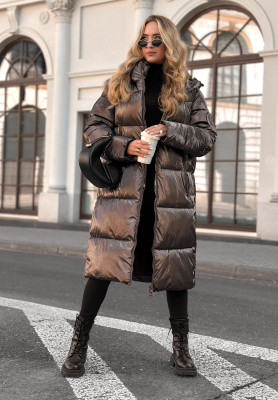 Infinity long quilted jacket chocolate