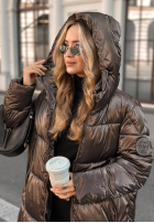 Długa pikowana kurtka Infinity czekoladowa