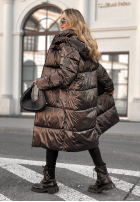 Długa pikowana kurtka Infinity czekoladowa