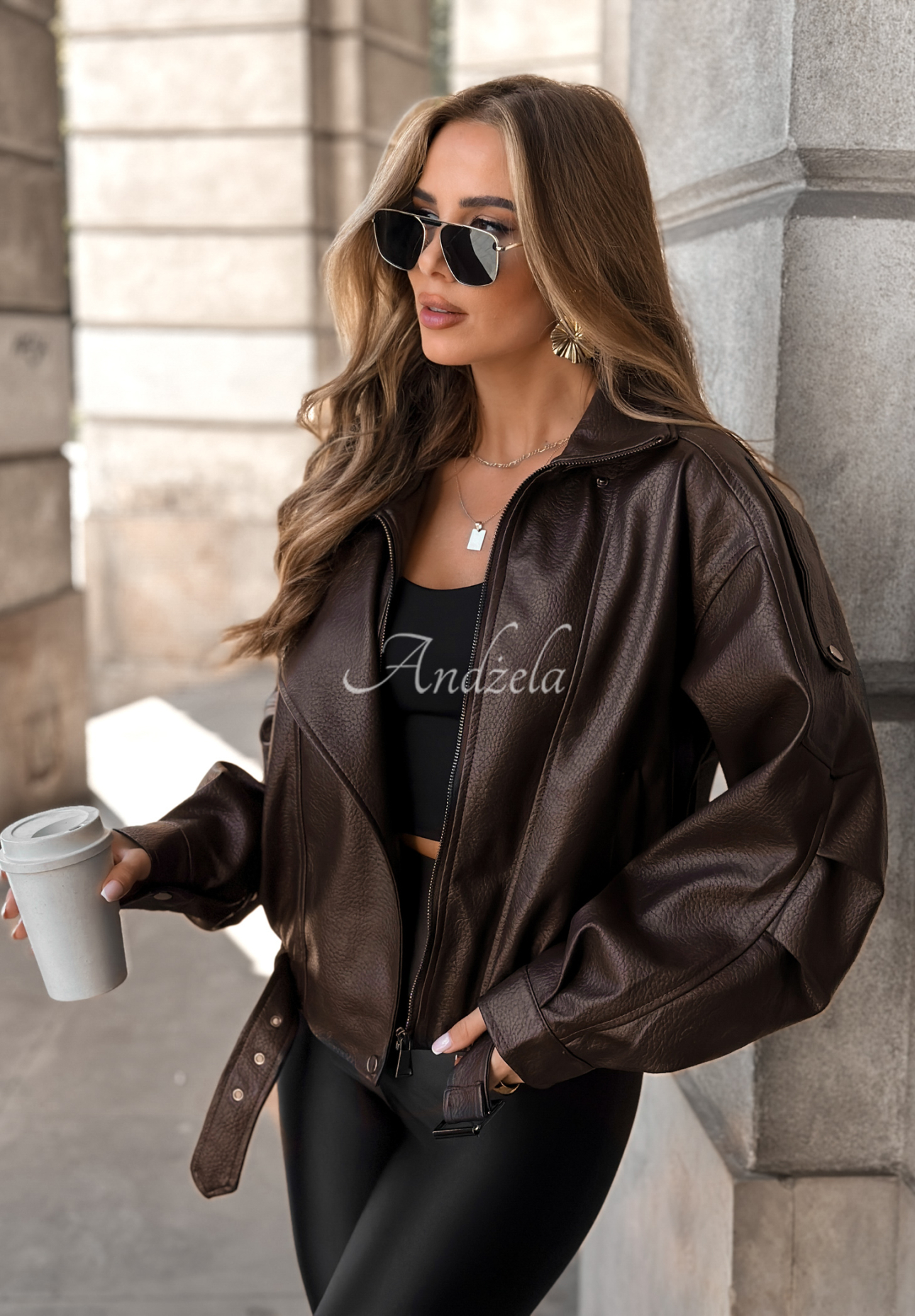 Skórzana kurtka ramoneska Bitter Truth czekoladowa