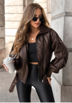 Skórzana kurtka ramoneska Bitter Truth czekoladowa