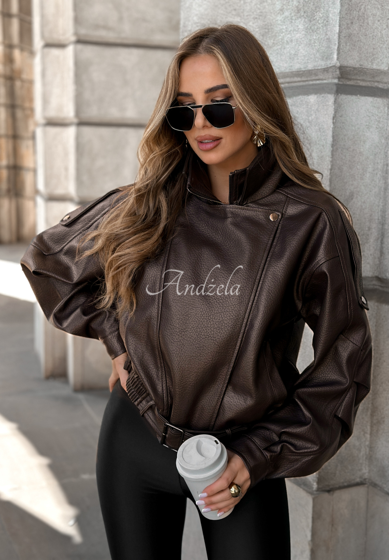 Skórzana kurtka ramoneska Bitter Truth czekoladowa