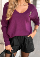 Lekki sweter z dekoltem Sensibility burgundowy