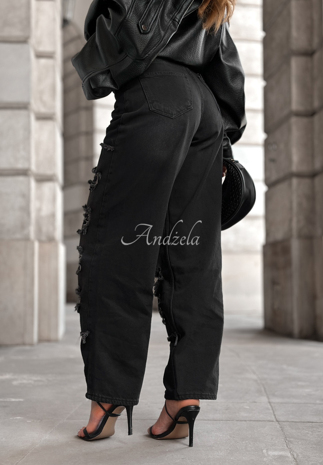 Spodnie jeansowe balloon z przetarciami Reset Needed ciemnoszare