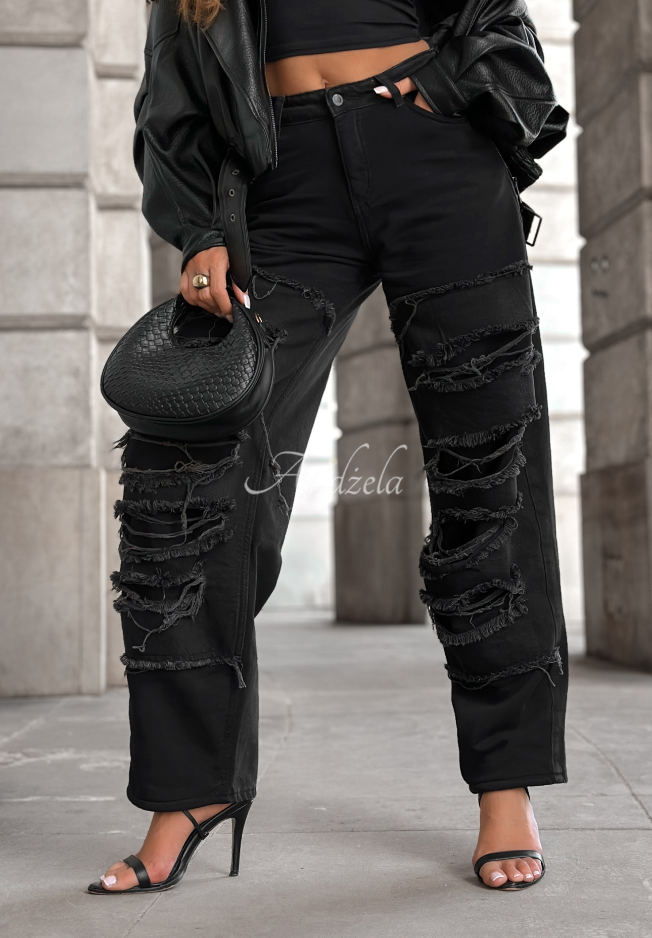 Denim balloon pants with rubbing Reset Needed dark grey
