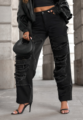 Denim balloon pants with rubbing Reset Needed dark grey