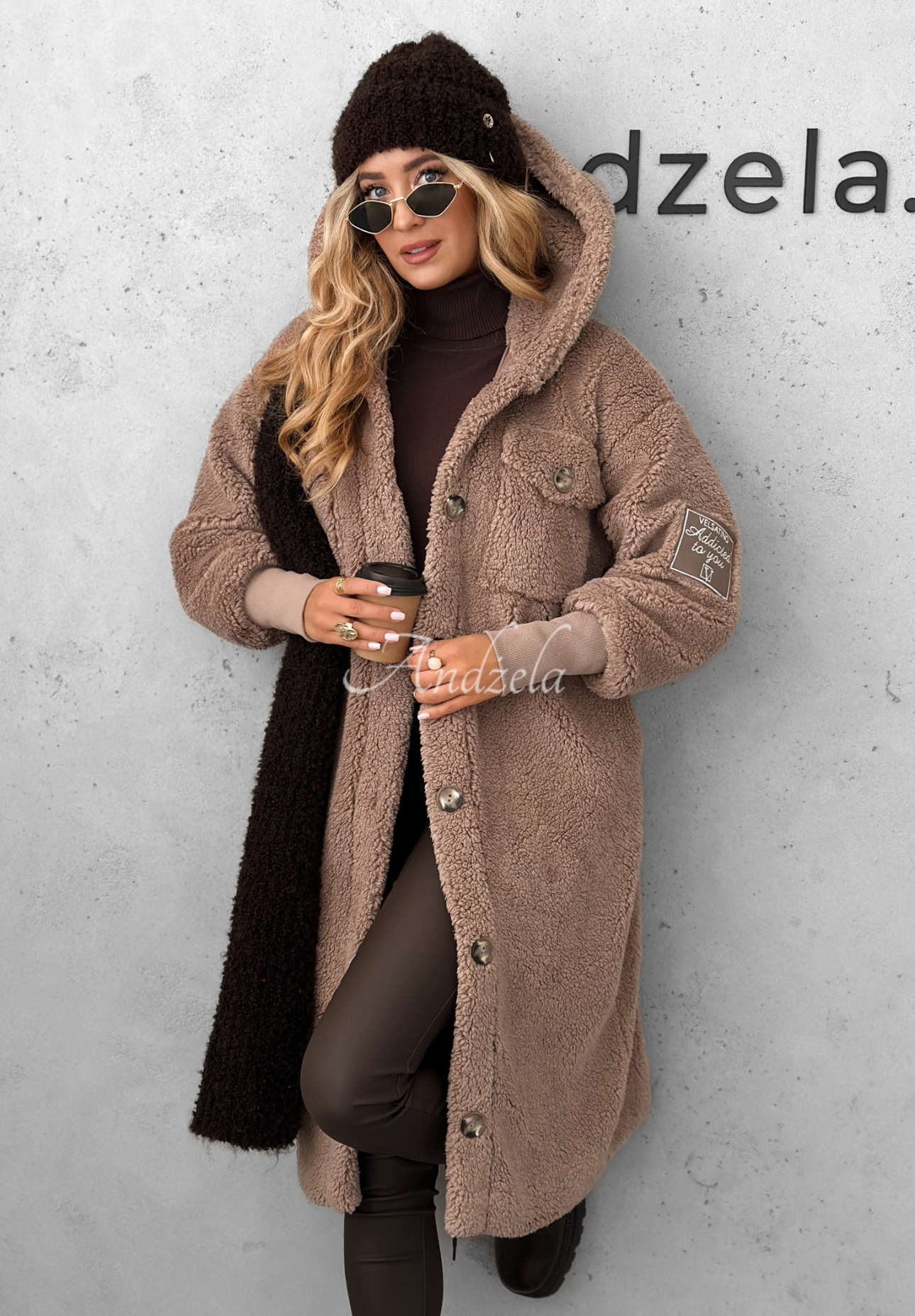 Long sheepskin coat Just Enough dark beige