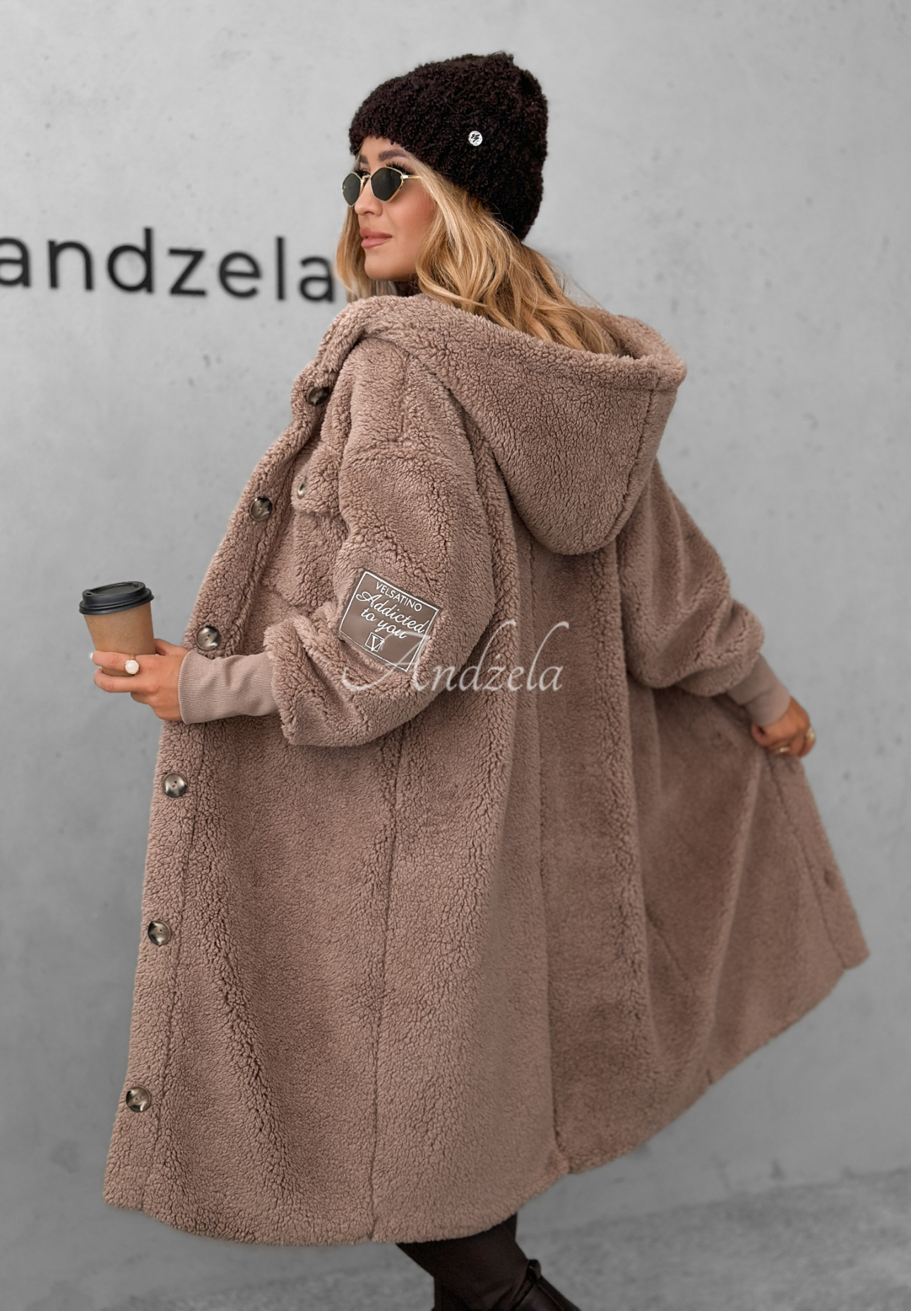 Long sheepskin coat Just Enough dark beige