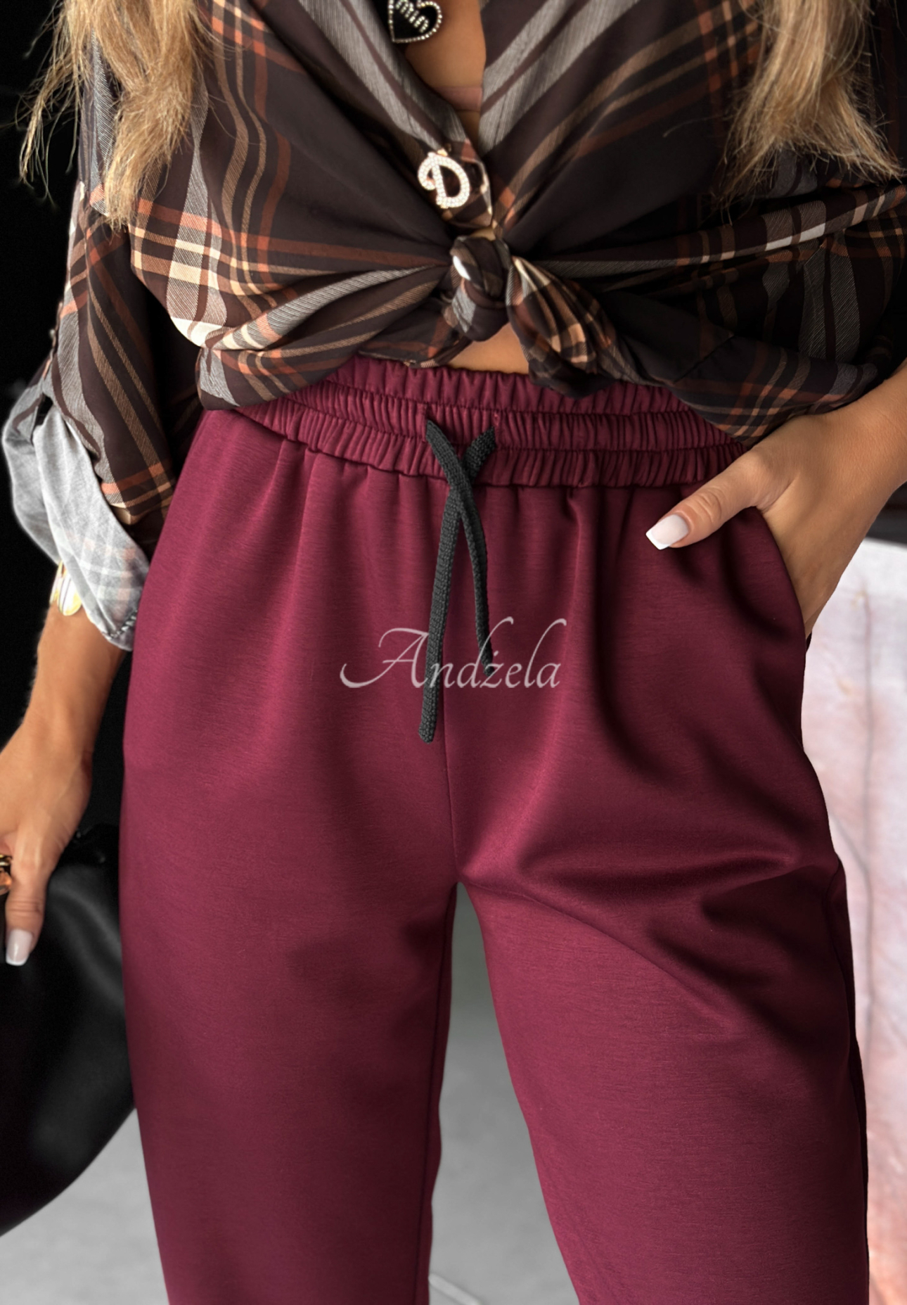 Chosen Silence burgundy fabric viscose pants
