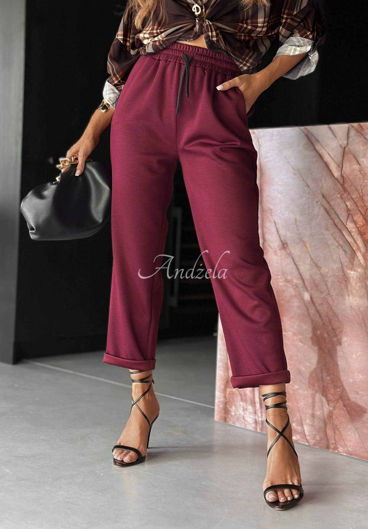 Chosen Silence burgundy fabric viscose pants